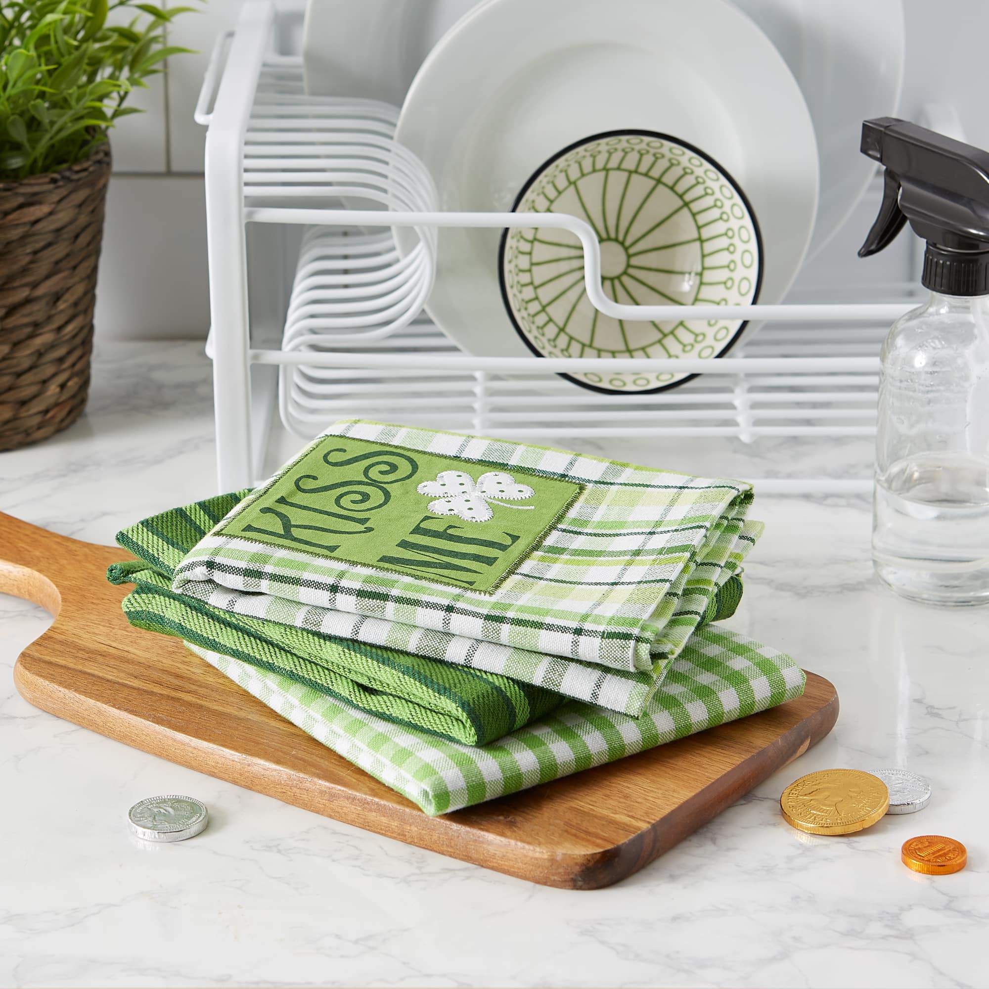 DII® St Patty's Day Embroidered Dishtowels, 3ct.